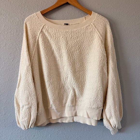 Free People "Found My Friend" Boucle Knit Sweater Pullover Women's Large - Picture 2 of 9